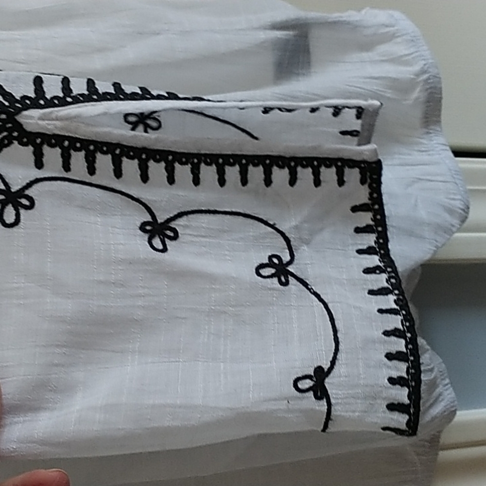 Alyx Boho V Neck White Gauzy Top sz S - Picture 8 of 12